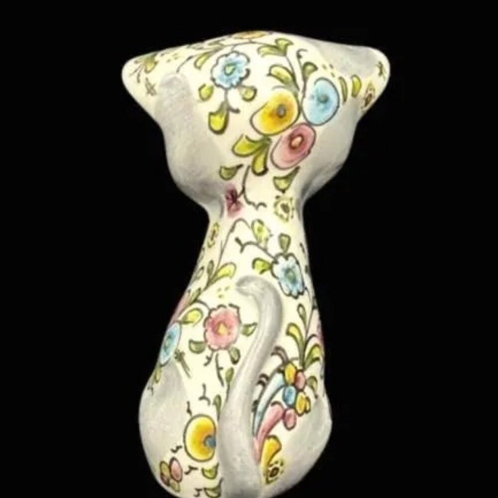Vintage Italy Artisan Hand Painted Porcelain Cat Figurine Statue Signed - Picture 7 of 10